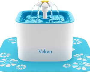 Veken Pet Fountain, 84oz 2.5L Automatic Cat Water Fountain Dog Water Dispenser